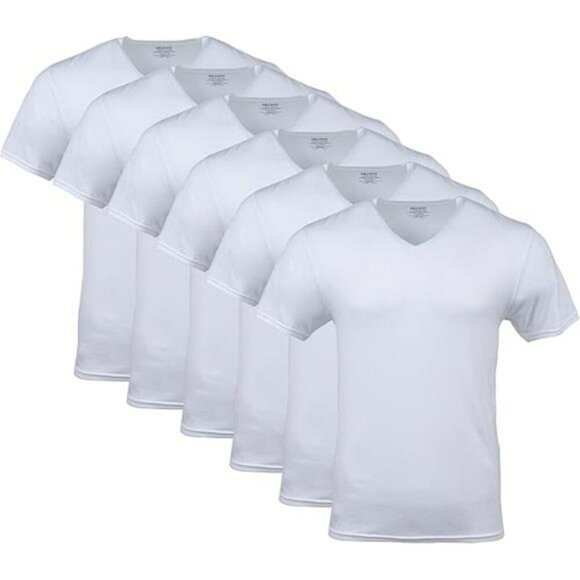 Gildan Mens V Neck T Shirts Pack Moisture Wicking Cotton Tagless Undershirts - Picture 7 of 7